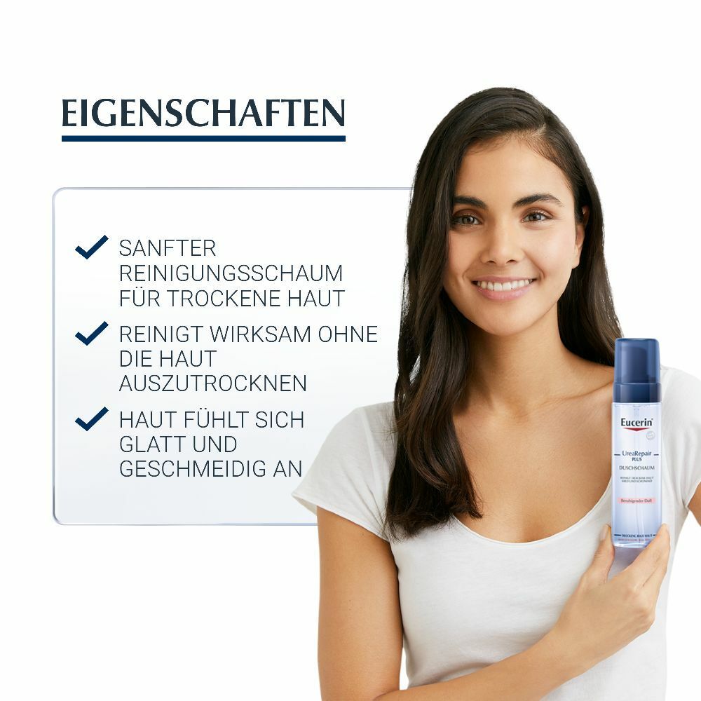 Eucerin® UreaRepair PLUS Duschschaum – Reinigt trockene Haut, ohne sie zu reizen und verwöhnt mit sanftem Duft