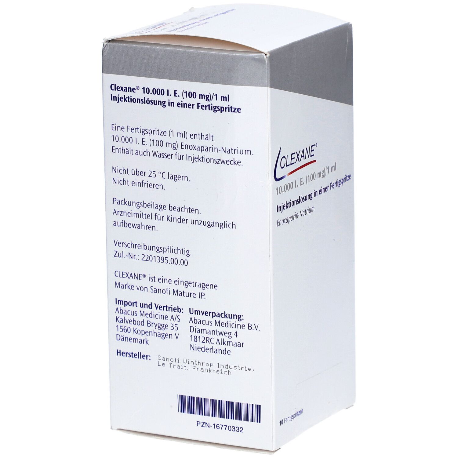 CLEXANE 10.000 I.E. 100mg/ml Inj.-Lsg.i.e.F.-Sp.
