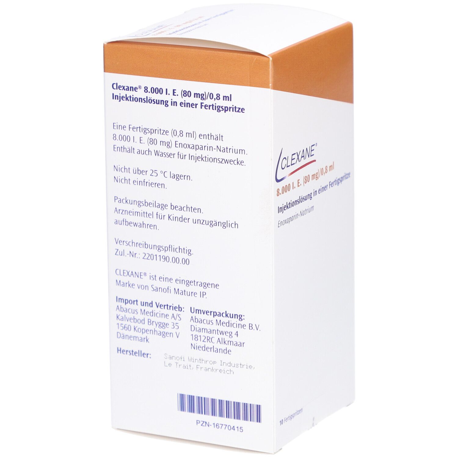 CLEXANE 8.000 I.E. 80mg/0,8ml Inj.-Lsg.i.e.F.-Sp.