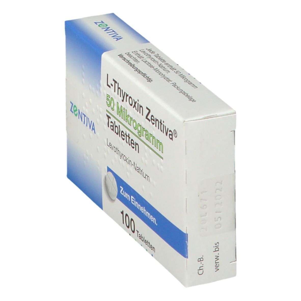 L-Thyroxin Zentiva 50 Mikrogramm Tabletten 100 St