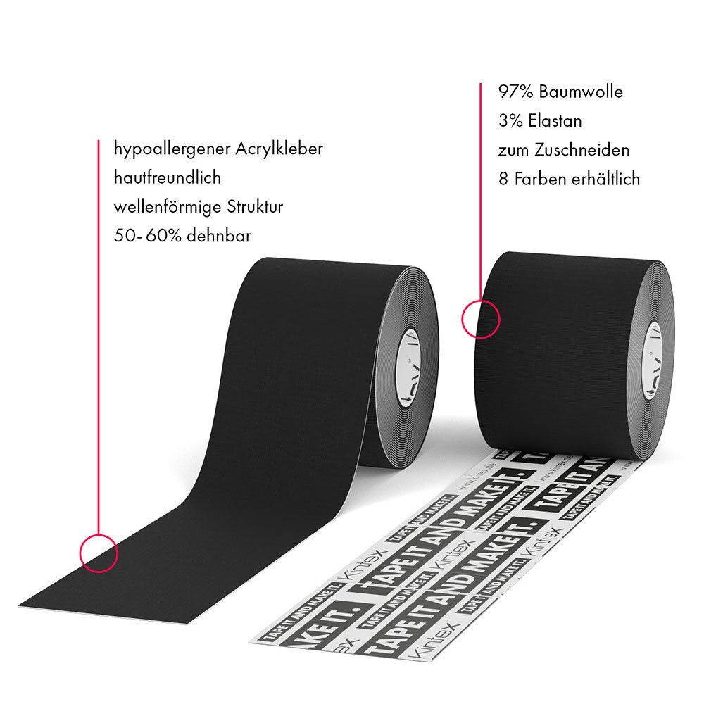 Kintex Kinesiologie Tape classic 5 cmx5 m schwarz 1 St Pflaster