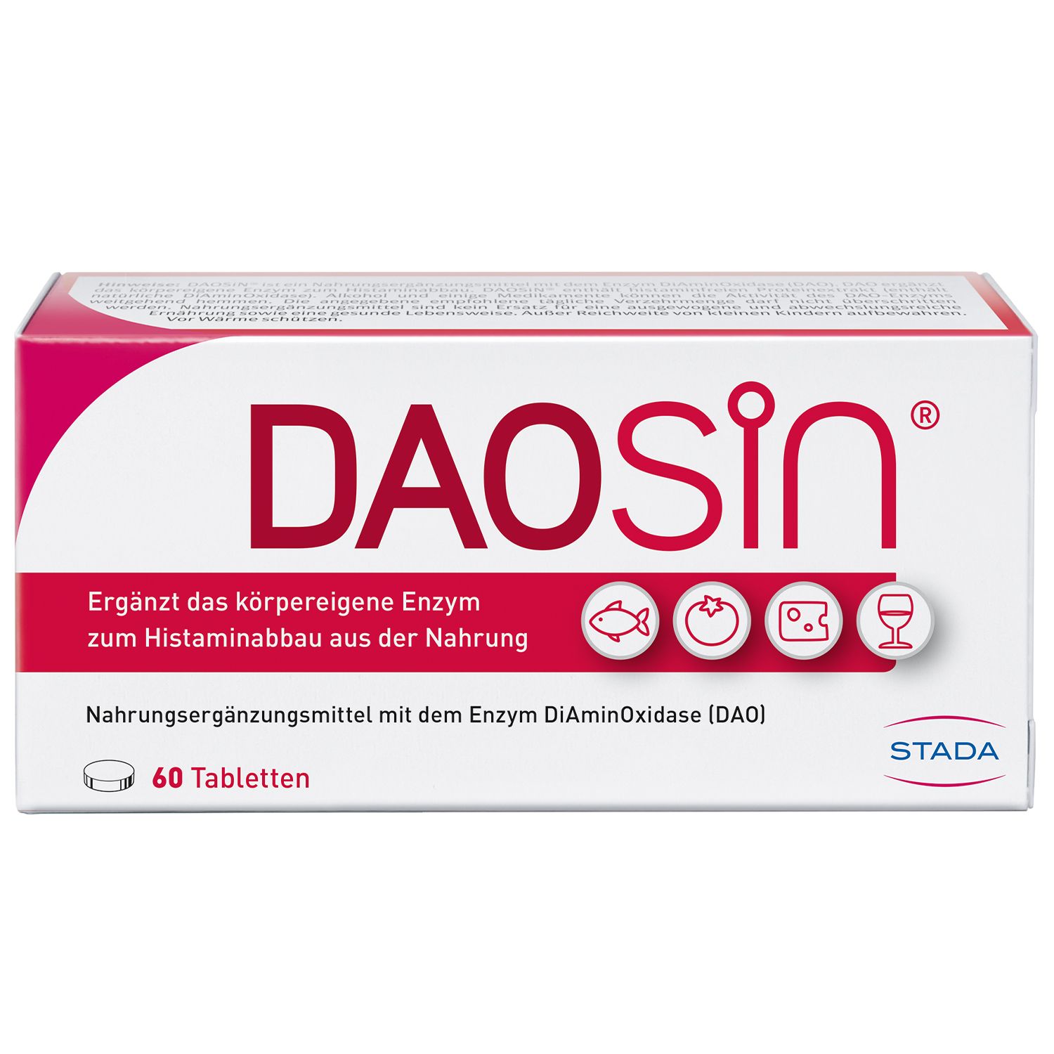 DAOSiN® Tabletten zur Ergänzung des körpereigenen DAO-Enzyms zum Histaminabbau aus der Nahrung