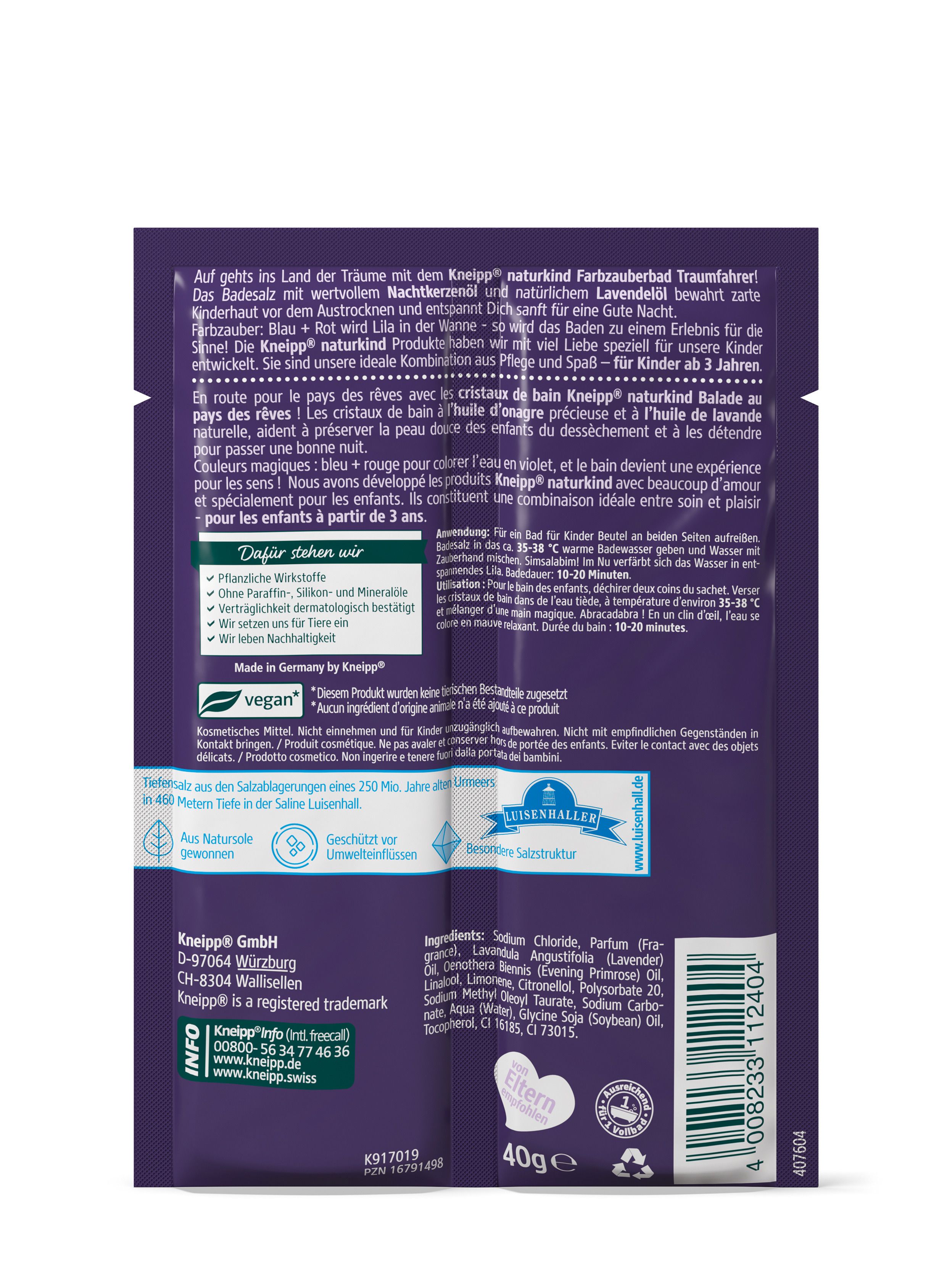 Kneipp naturkind Traumfahrer Farbzauberbad 40 g Salz