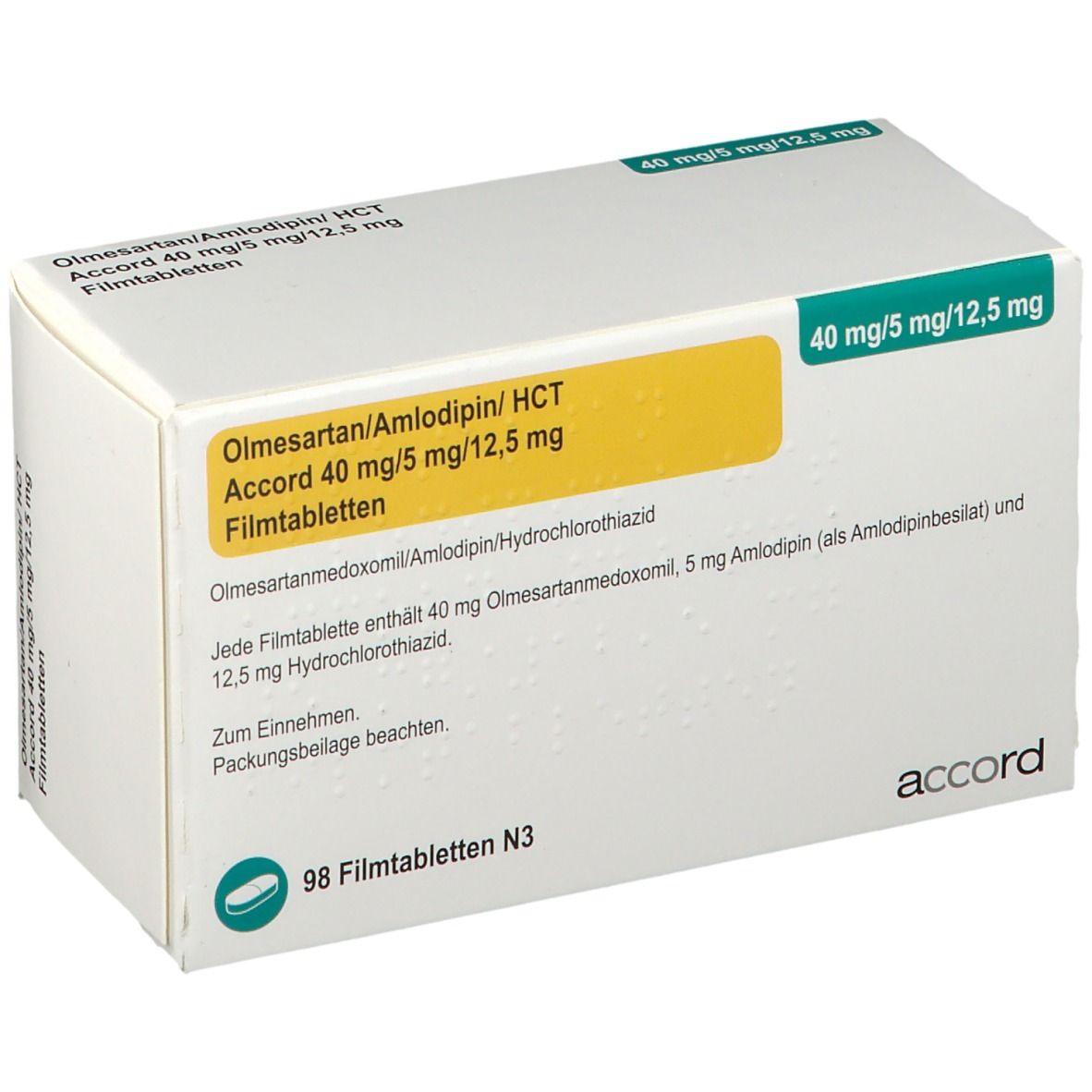 OLMESARTAN/Amlodipin/HCT Accord 40/5/12,5mg FTA 98 St Filmtabletten