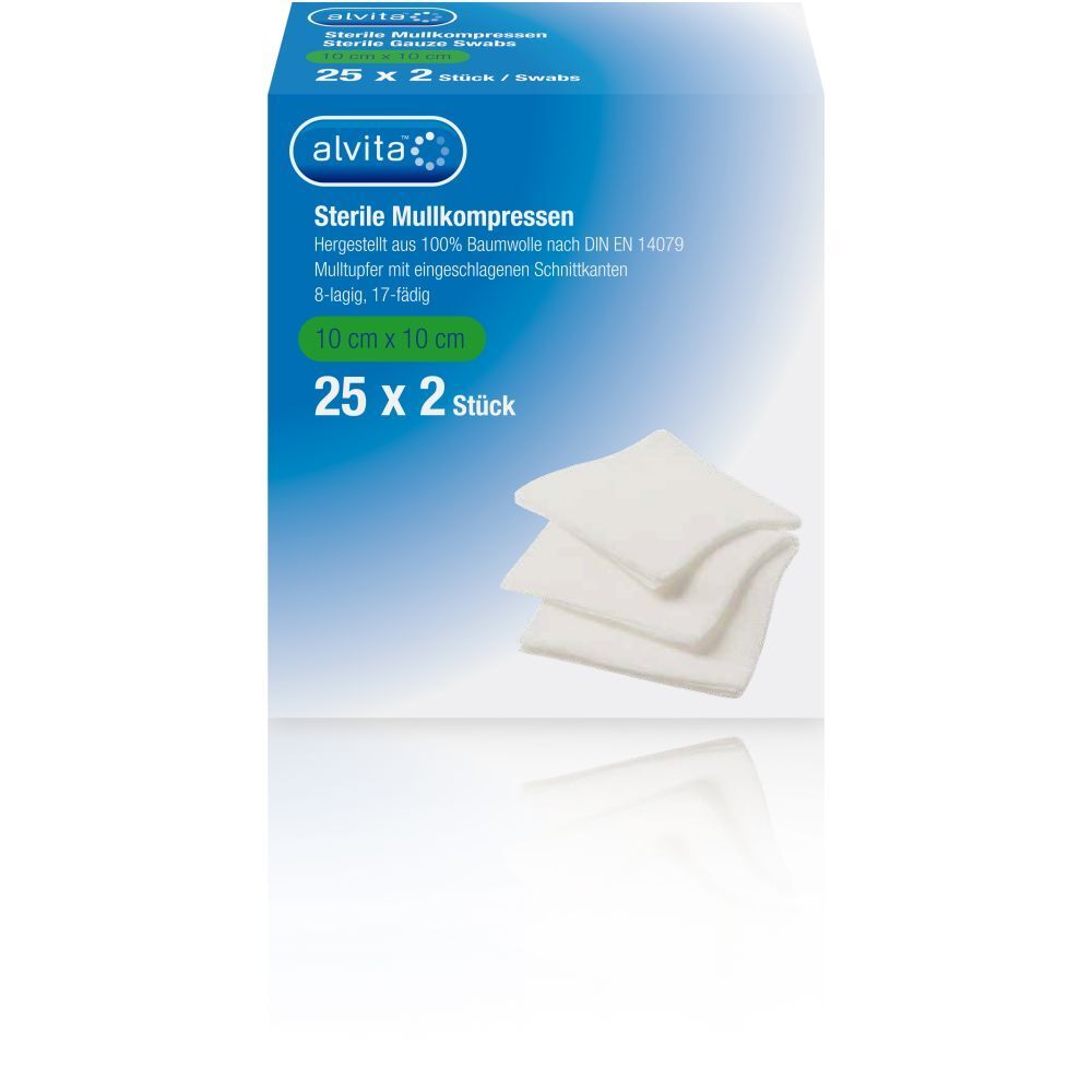 Alvita Mullkompressen steril 10x10 cm 25x2 St Kompressen