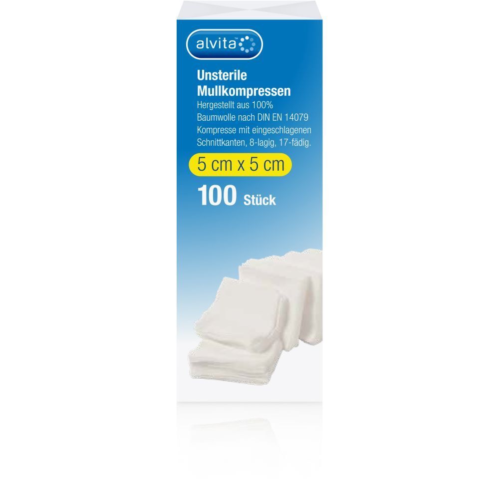 Alvita Mullkompressen unsteril 5x5 cm 100 St Kompressen