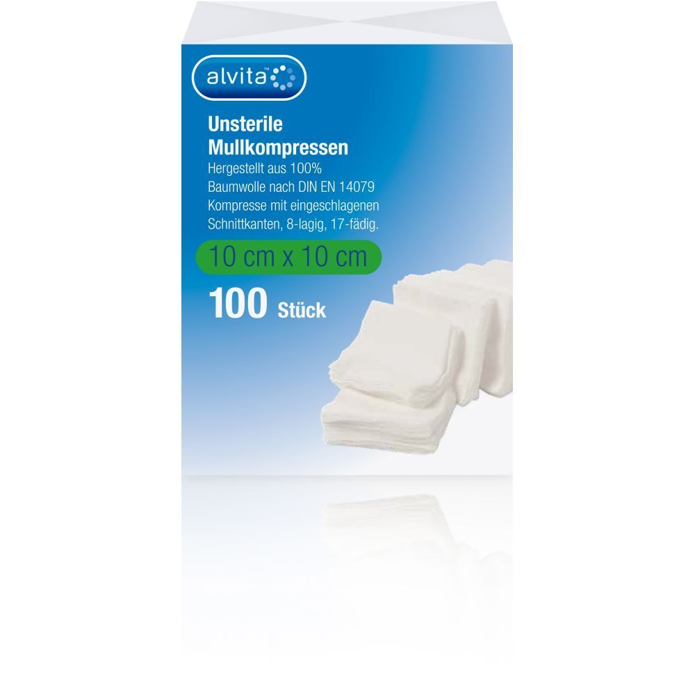 Alvita Mullkompressen unsteril 10x10 cm 100 St Kompressen