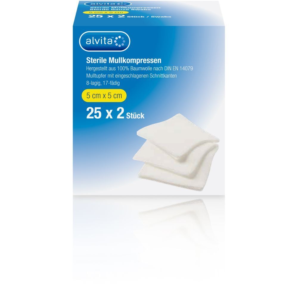 Alvita Mullkompressen steril 5x5 cm 25x2 St Kompressen