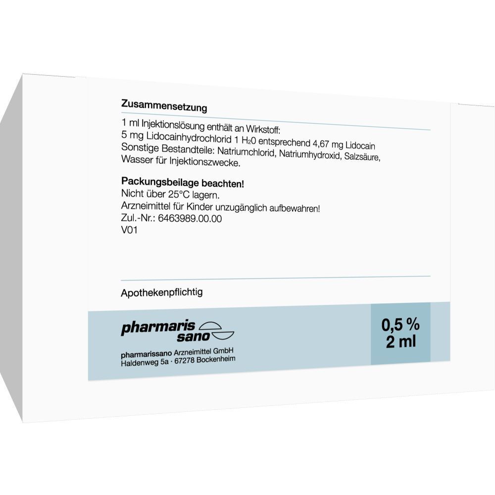 Lidocain pharmarissano 0,5% Inj.-Lsg.Ampullen 2 ml 100x2 Injektionslösung