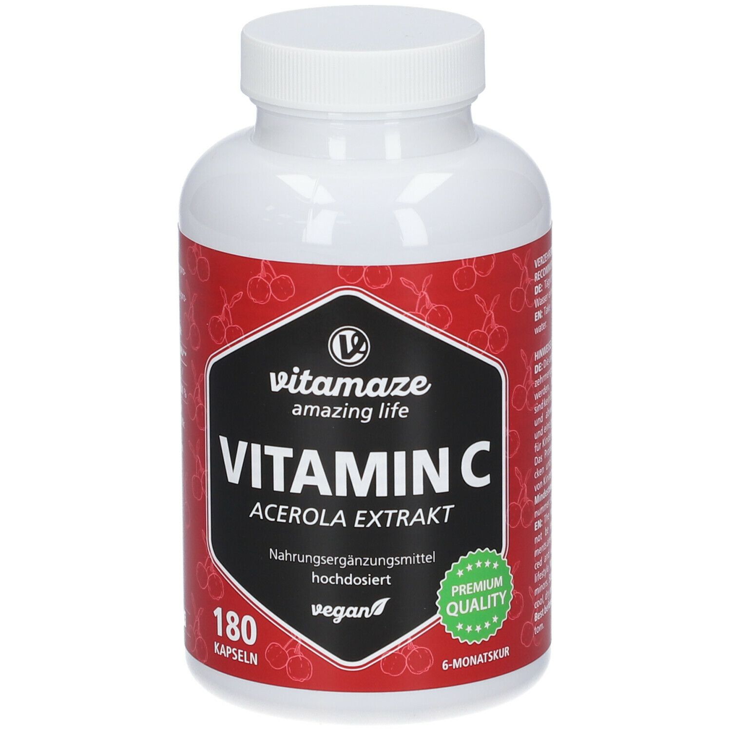 Vitamin C 160 mg Acerola Extrakt pur vegan Kapseln 180 St