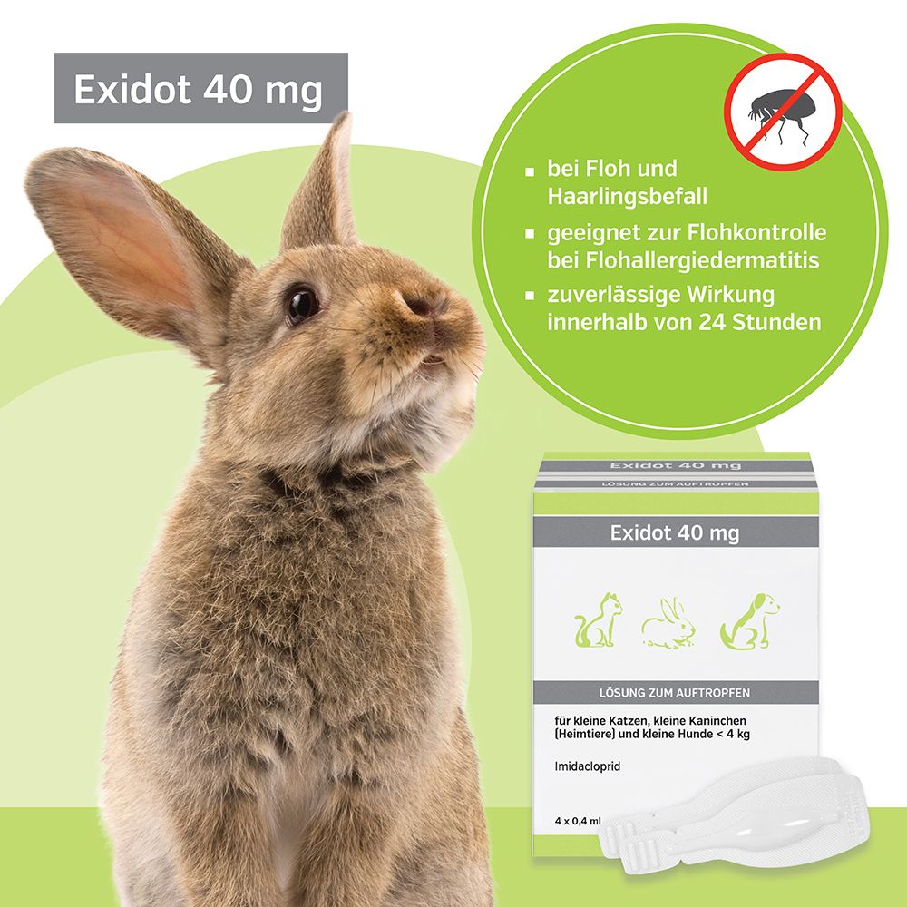 Exidot 40 mg Spot-On für Katzen, Kaninchen (Heimtiere) und/oder Hunde