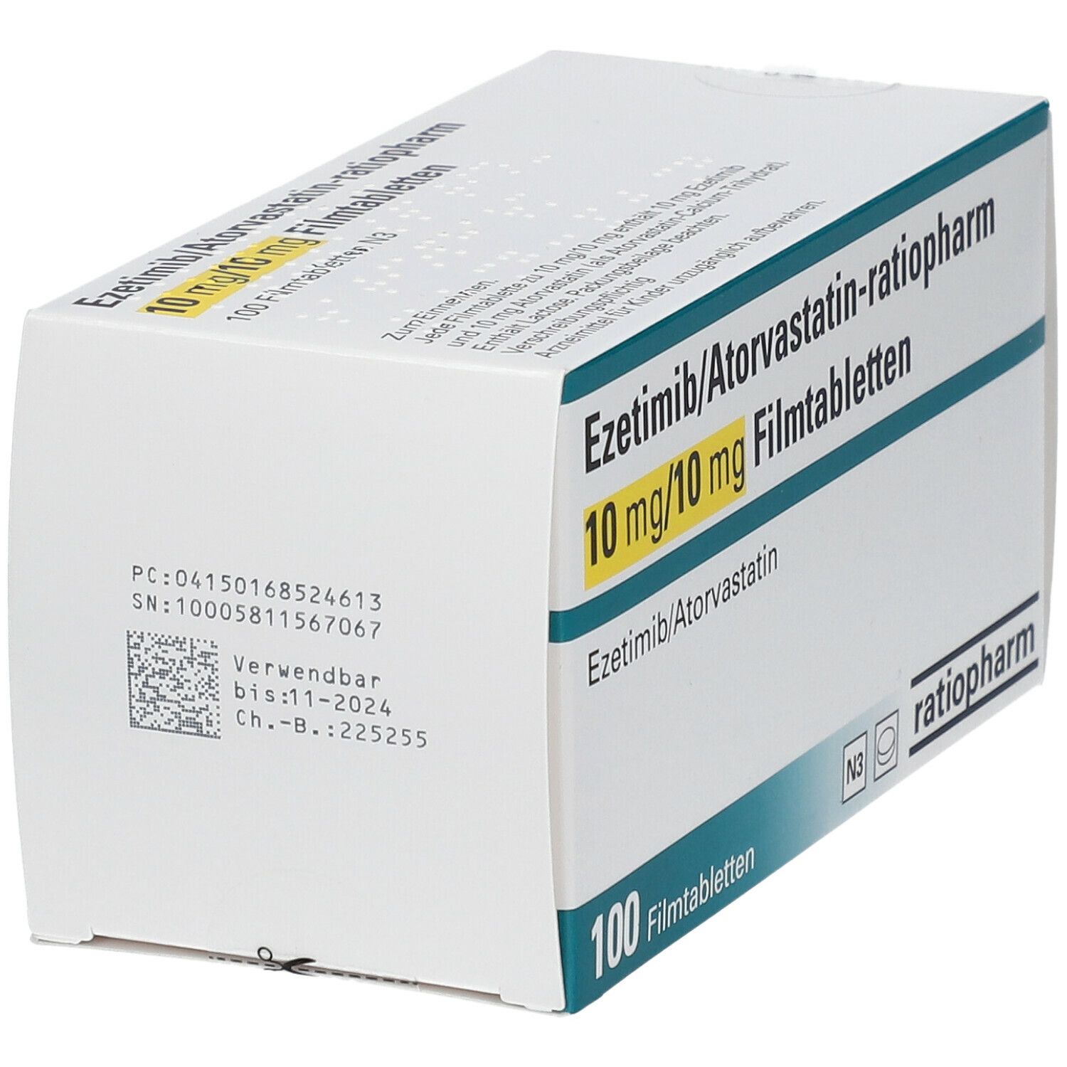 EZETIMIB/Atorvastatin-ratiopharm 10 mg/10 mg FTA 100 St Filmtabletten