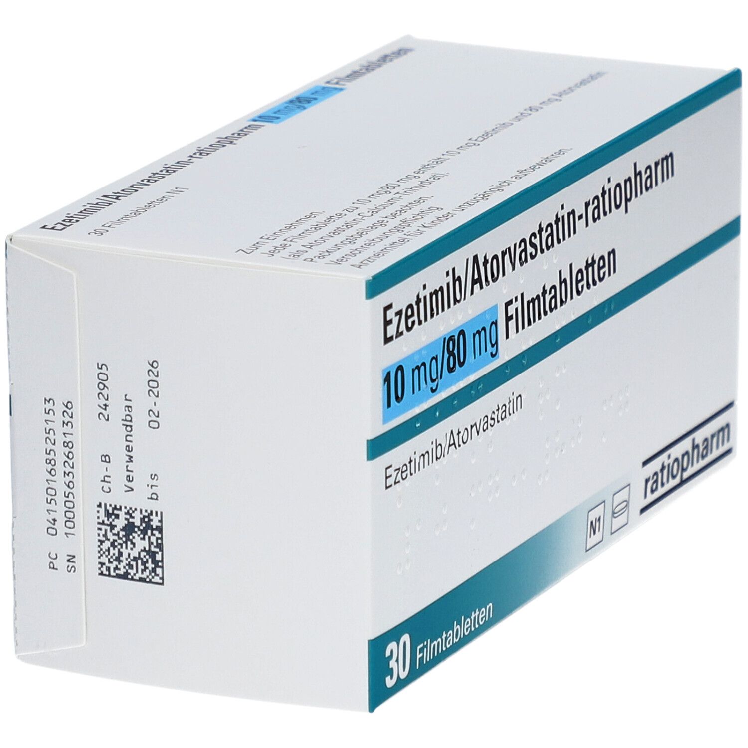 EZETIMIB/Atorvastatin-ratiopharm 10 mg/80 mg FTA 30 St Filmtabletten