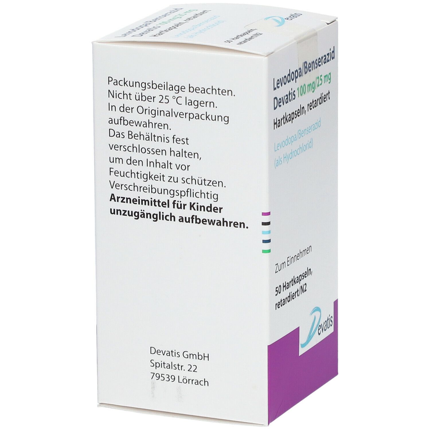 LEVODOPA/Benserazid Devatis 100mg/25mg Retardkaps. 50 St Retard-Kapseln