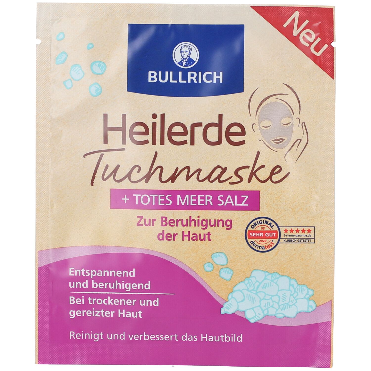 Bullrich Heilerde Tuchmaske + Totes Meersalz