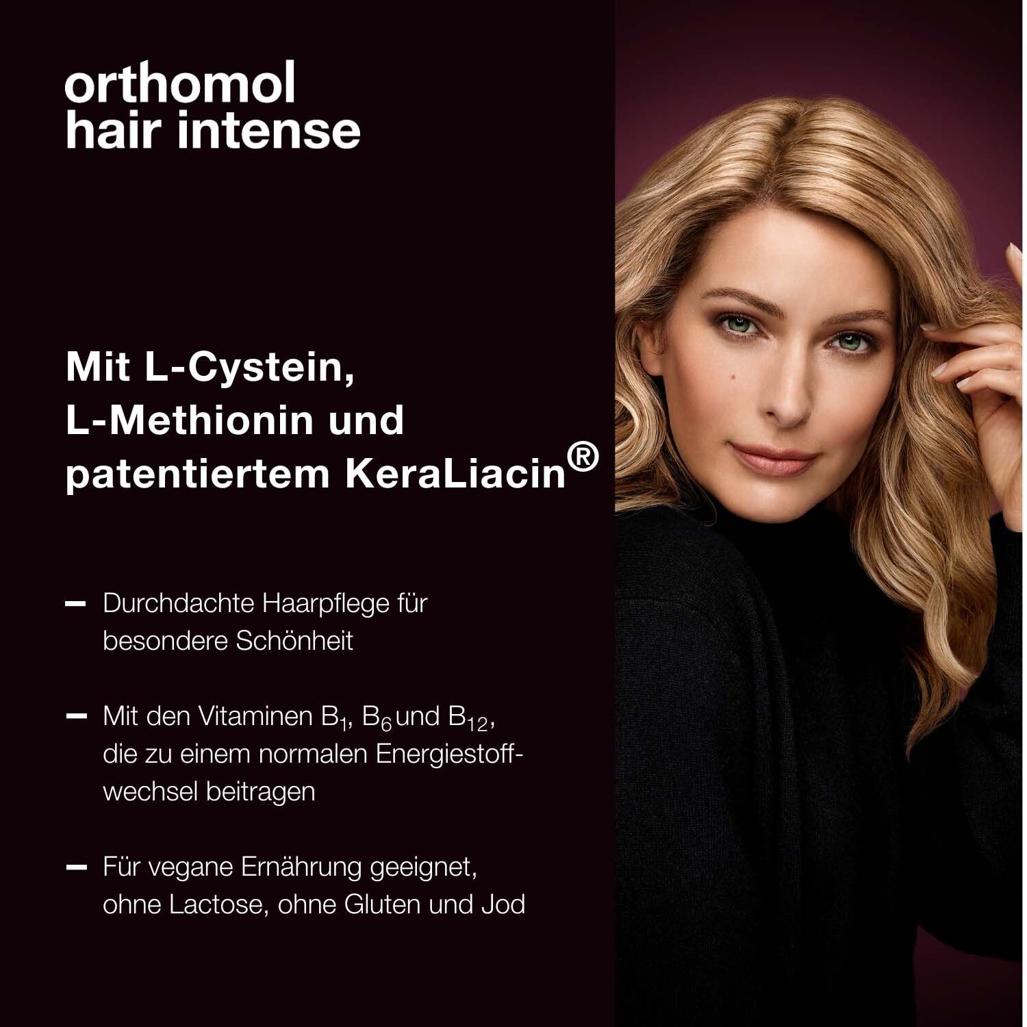 Orthomol Hair Intense - Mikronährstoffe für schönes Haar - mit Biotin, Kupfer, Zink und dem patentierten KeraLiacin - Kapseln