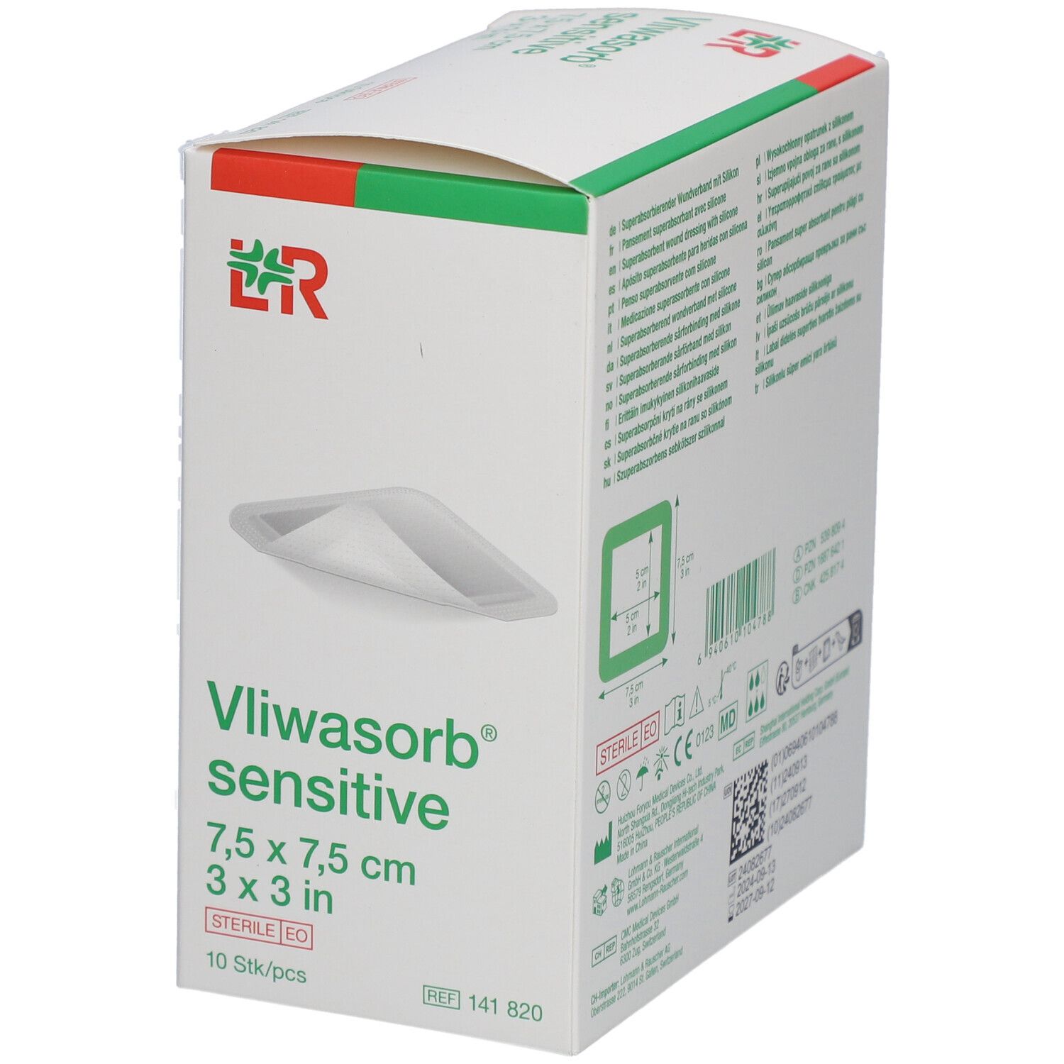 Vliwasorb® sensitive Wundverband steril 7,5 x 7,5 cm
