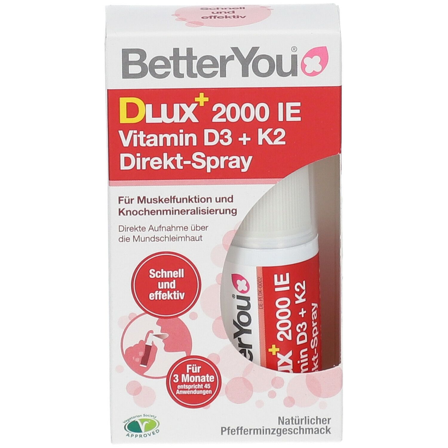BetterYou® DLUX 2000 IE Vitamin D3+K2 Direkt-Spray