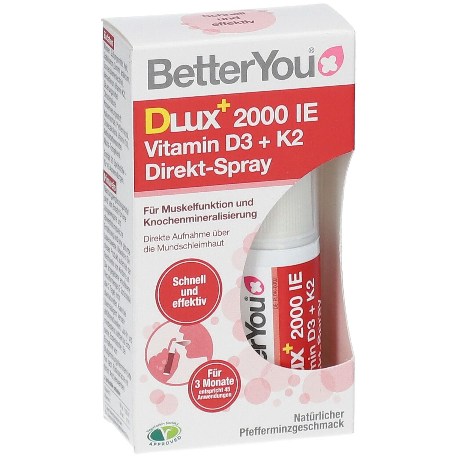 BetterYou® DLUX 2000 IE Vitamin D3+K2 Direkt-Spray