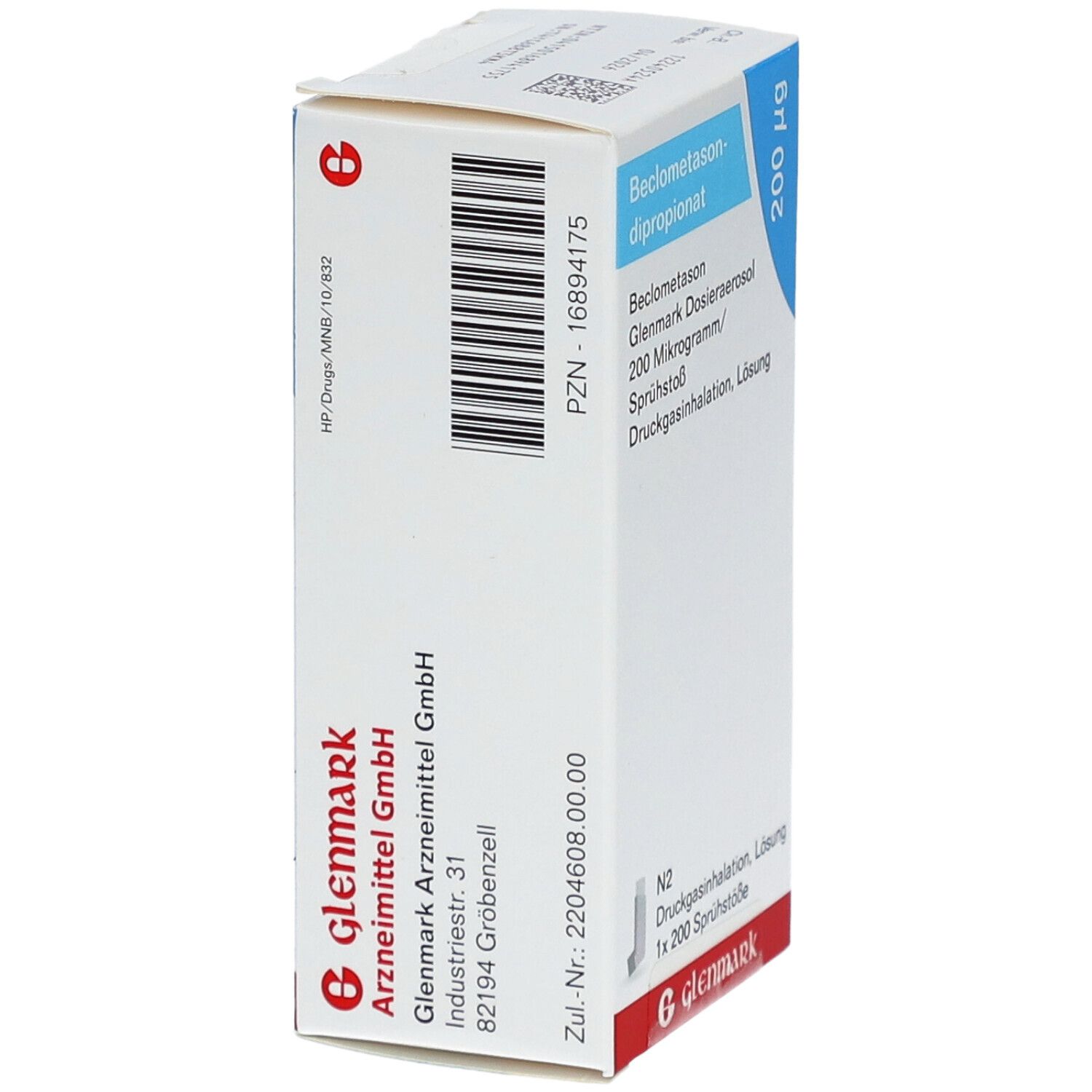 Beclometason Glenmark Dosieraerosol 200 µg/Sprü.St 1 St