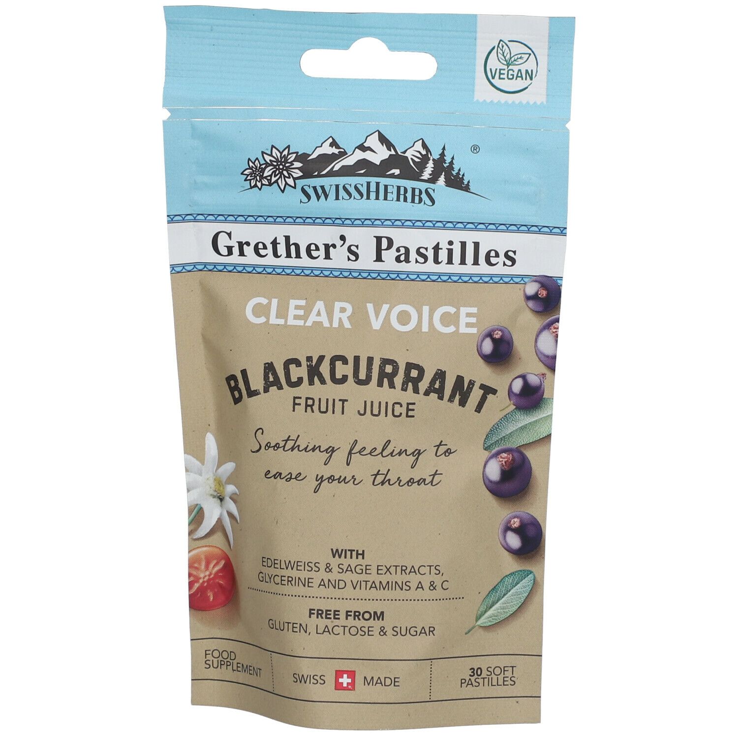 SWISSHERBS® Grether's Pastilles CLEAR VOICE BLACKCURRANT