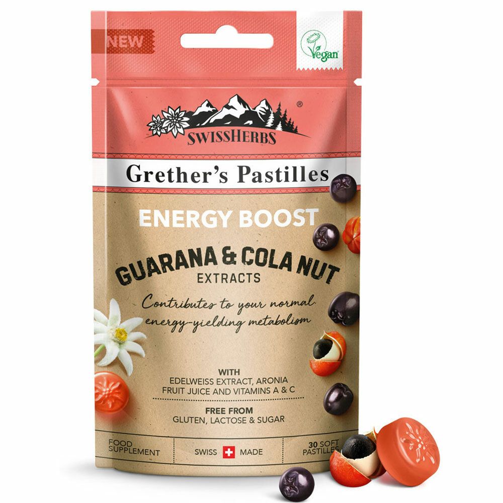 SWISSHERBS® Grether's Pastilles ENERGY BOOST GUARANA & COLA NUT