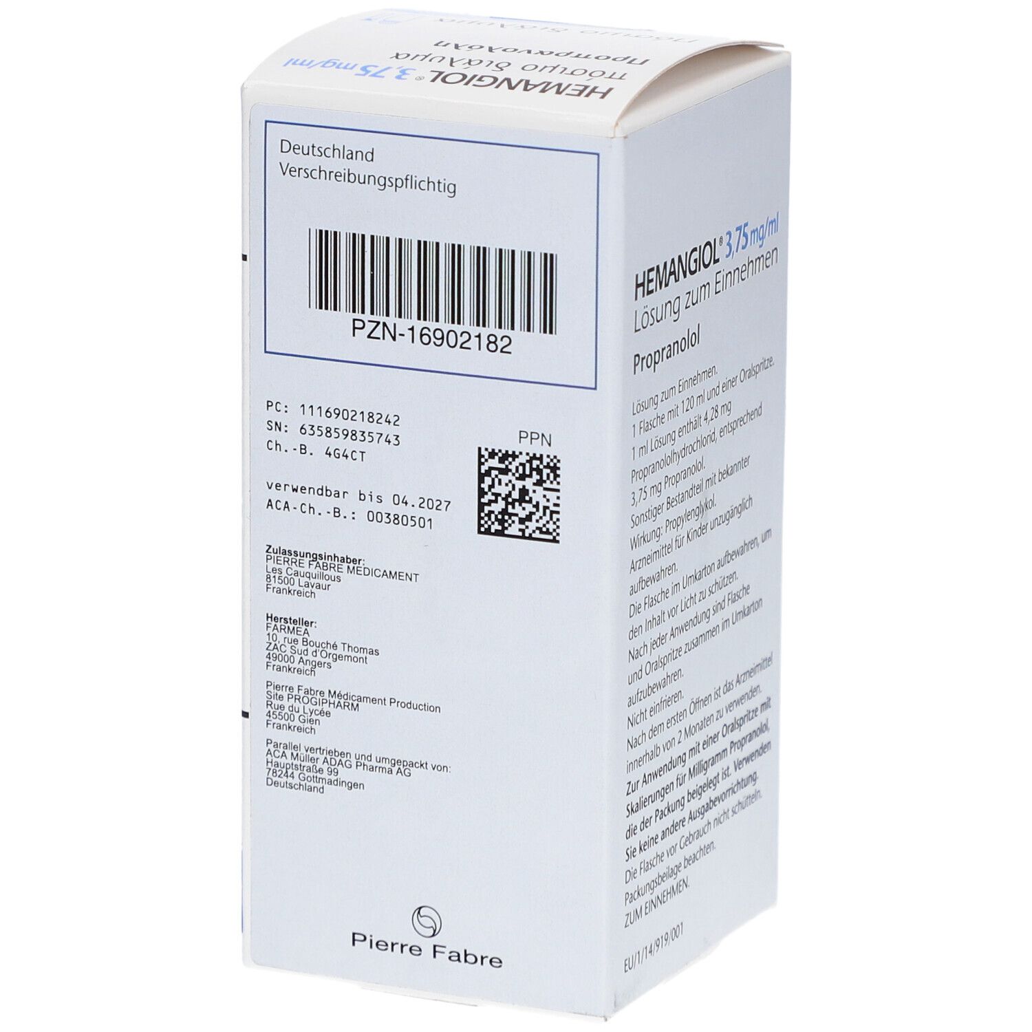 HEMANGIOL 3,75 mg/ml Lösung zum Einnehmen