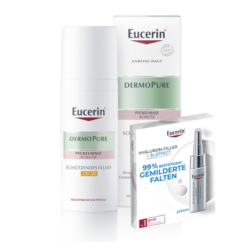 Eucerin® DermoPure Schützendes Fluid LSF 30 + Eucerin DERMOPURE Waschpeeling 100ml GRATIS