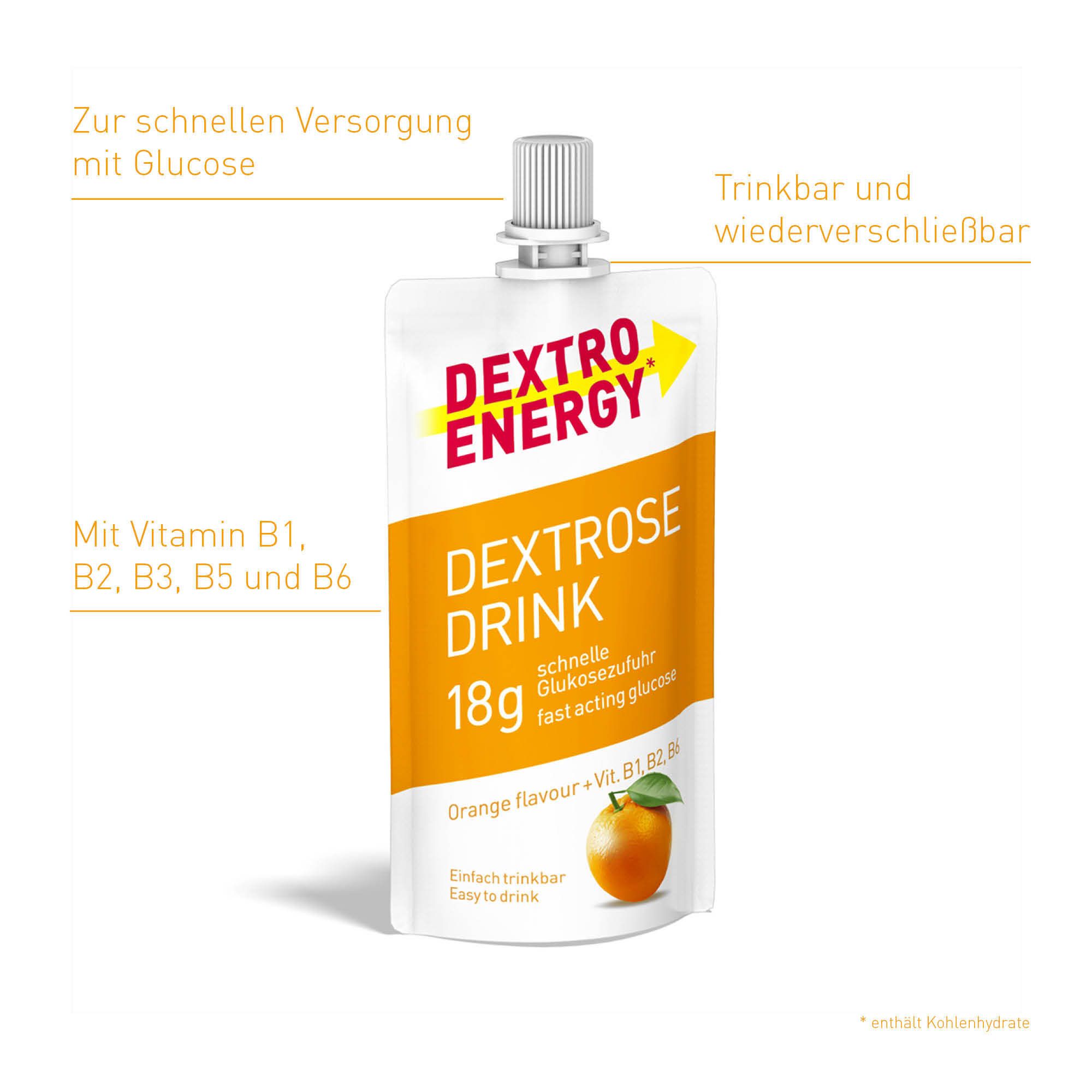 12x Dextro Energy Dextrose Drink Orange 12x50 ml Flüssigkeit