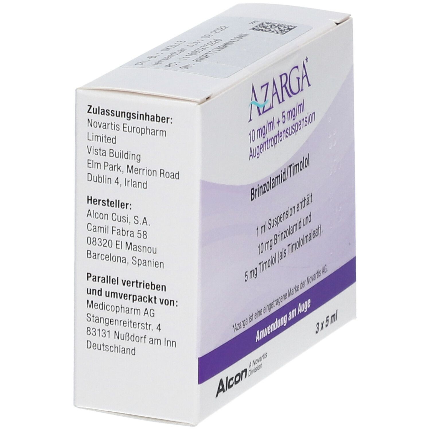 Azarga 10 mg/ml + 5 Augentropfensuspension 3x5 ml Augentropfen