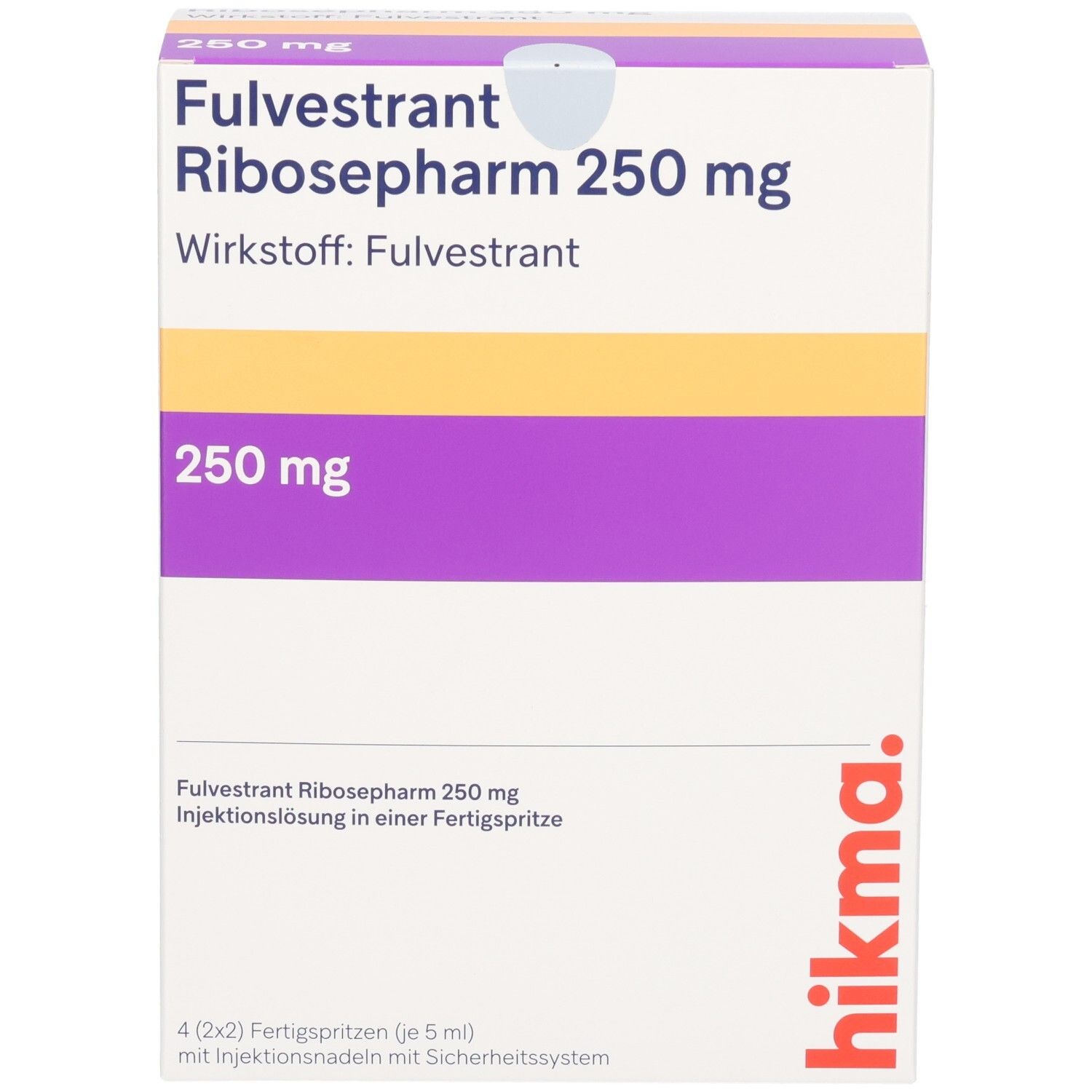 Faltschachtel von Fulvestrant Ribosepharm 250 mg, Injektionslösung in Fertigspritzen.