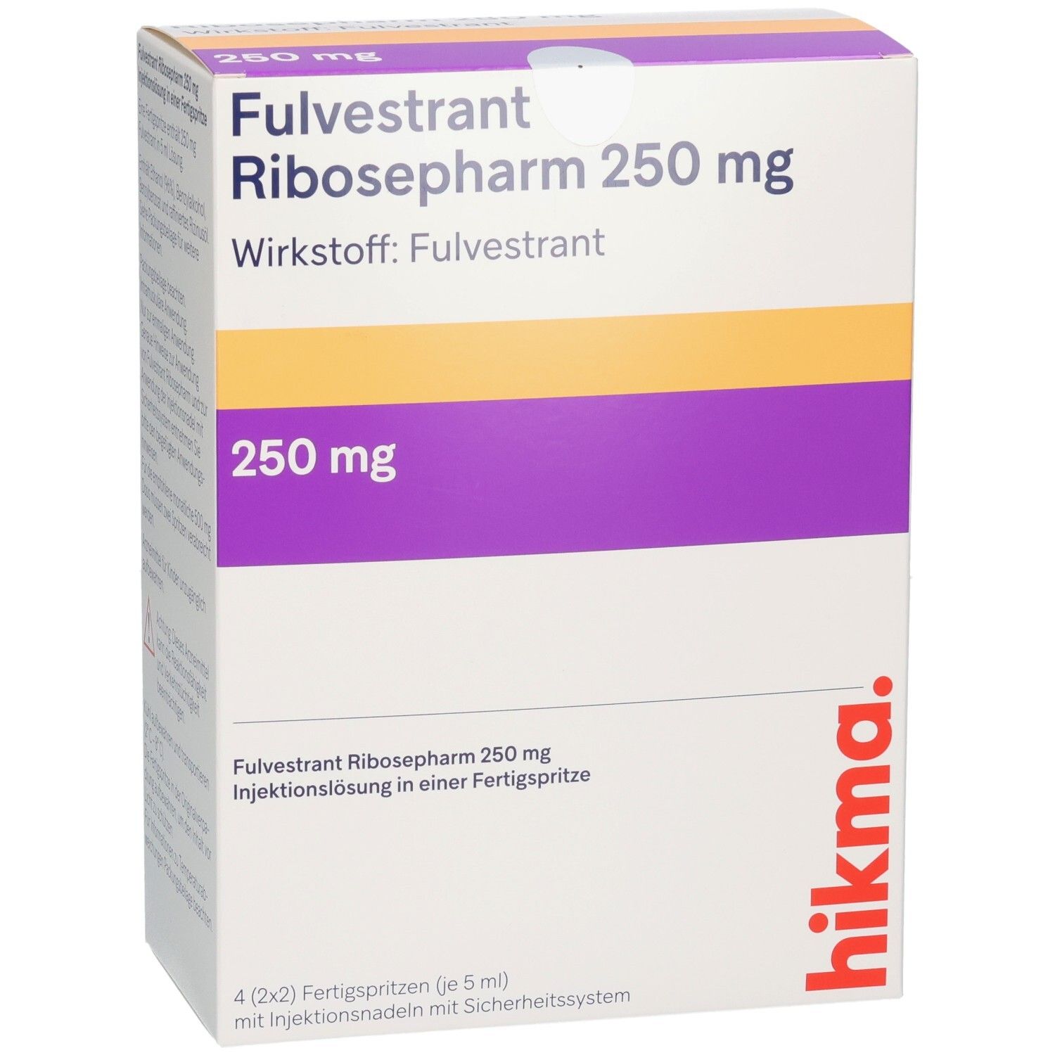 Fulvestrant Ribosepharm 250 mg Injektionslösung in einer Fertigspritze, 4 Stück.