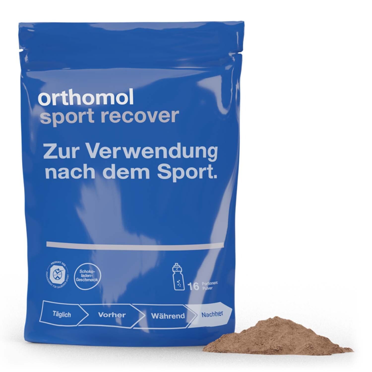 Orthomol Sport recover - Regeneration nach dem Ausdauersport - Eiweißpulver mit Bcaa und Zink - Schokoladen-Geschmack - 