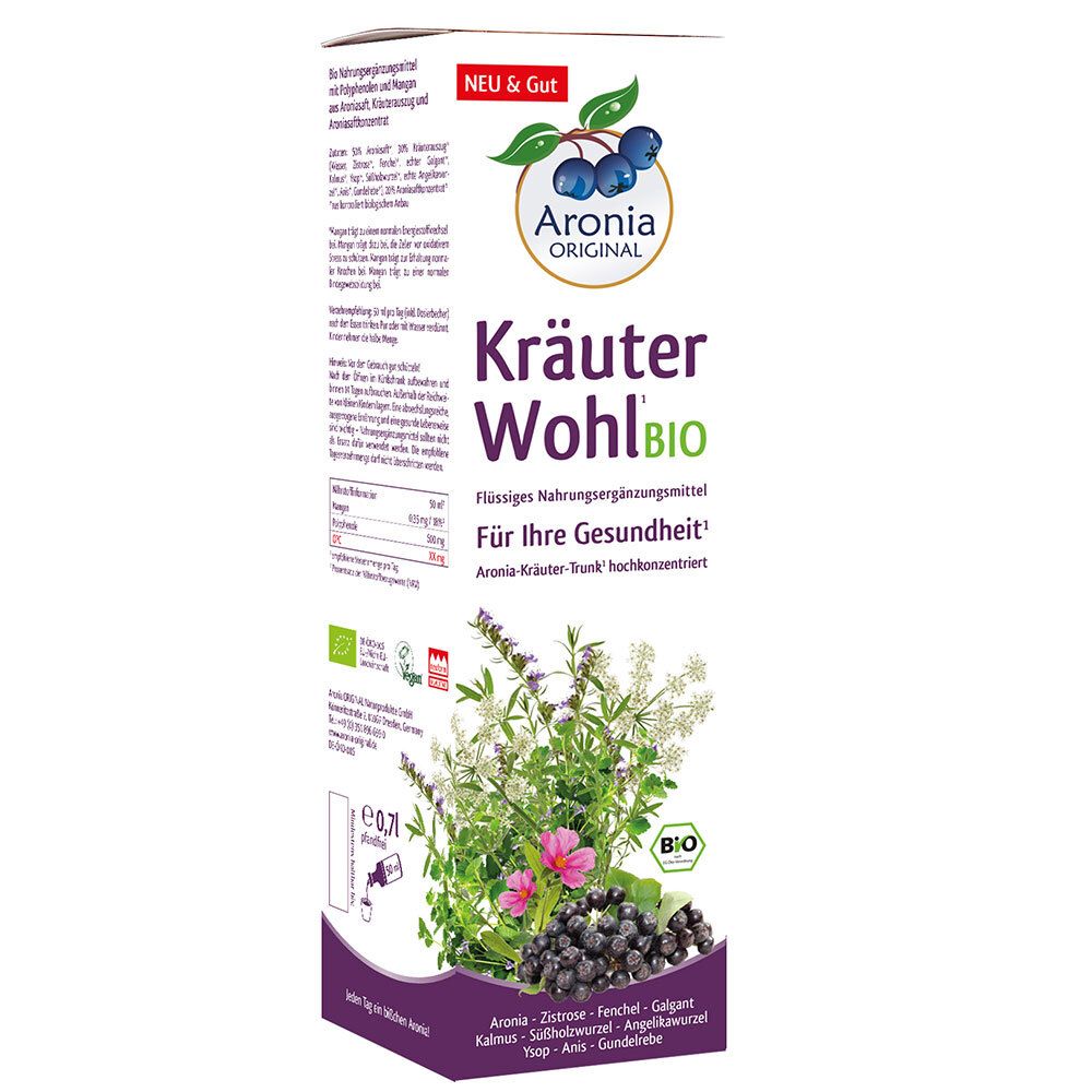 Aronia Kräuterwohl Bio NEM flüssig 700 ml Flüssigkeit