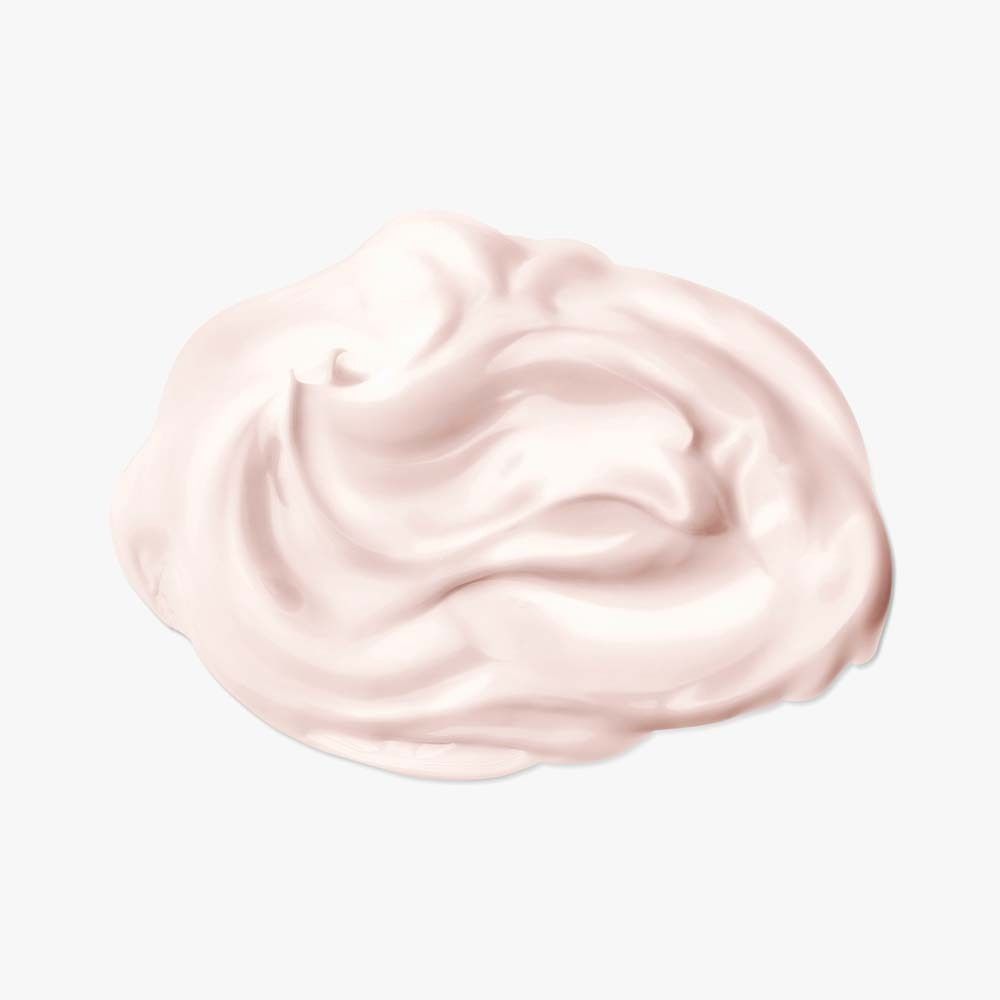 Helle Creme-Textur, wellenförmig angeordnet. Auf weißem Hintergrund.