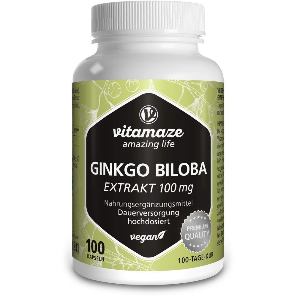 Ginkgo Biloba 100mg Extrakt (50:1) hochdosiert 100 St Kapseln