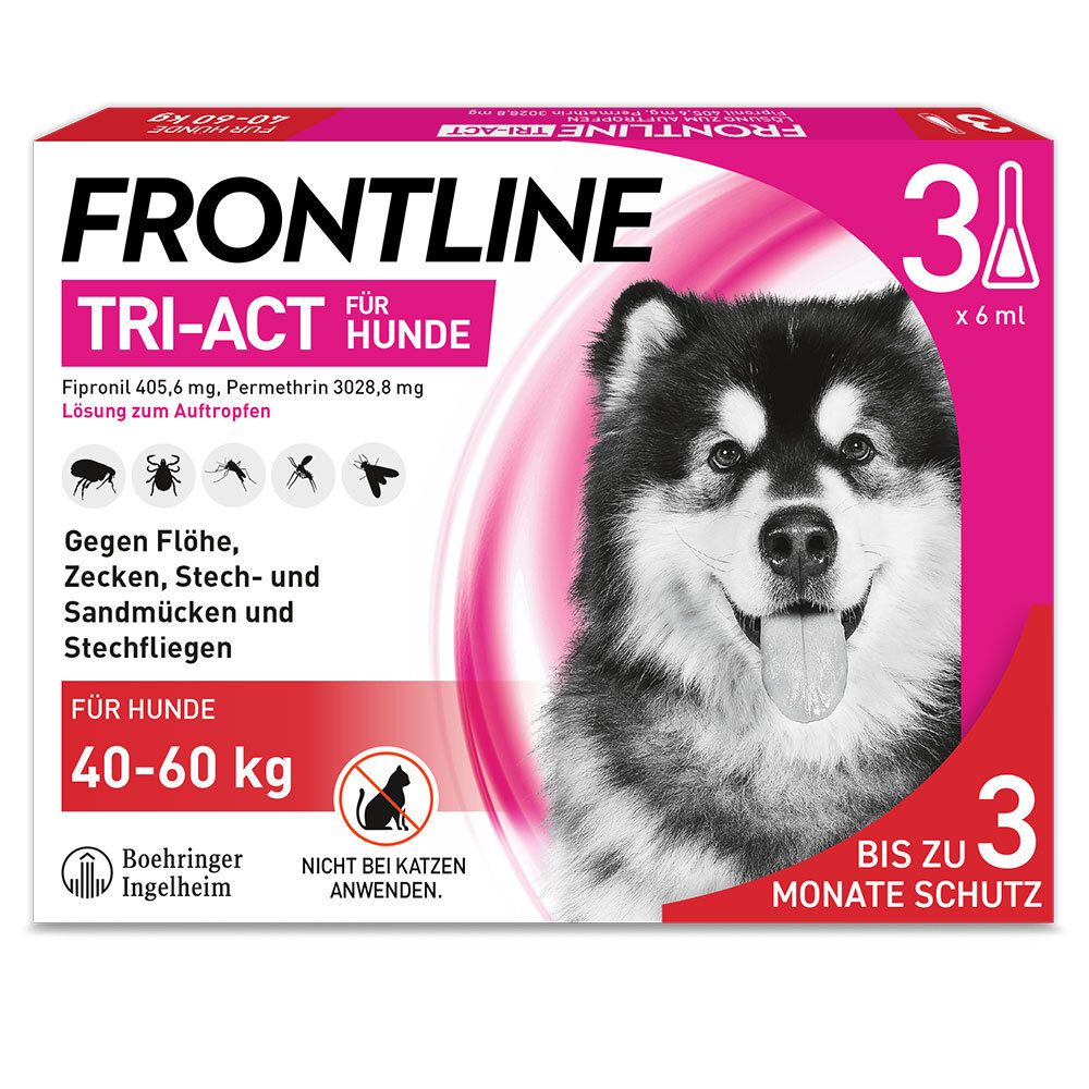 Frontline Tri-Act® gegen Zecken, Flöhe und fliegende Insekten beim Hund (40-60kg)