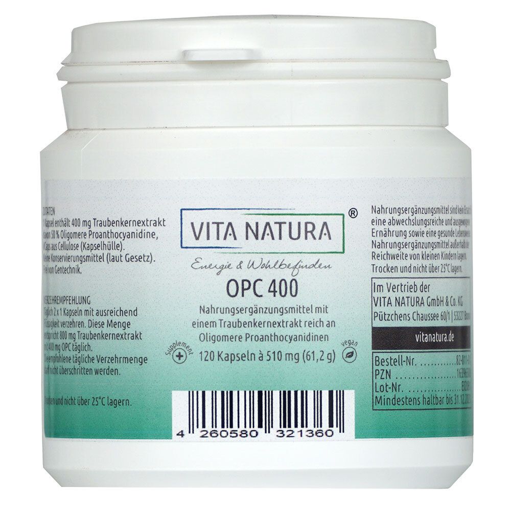 Vita Natura® OPC Traubenkernextrakt 120 St Kapseln
