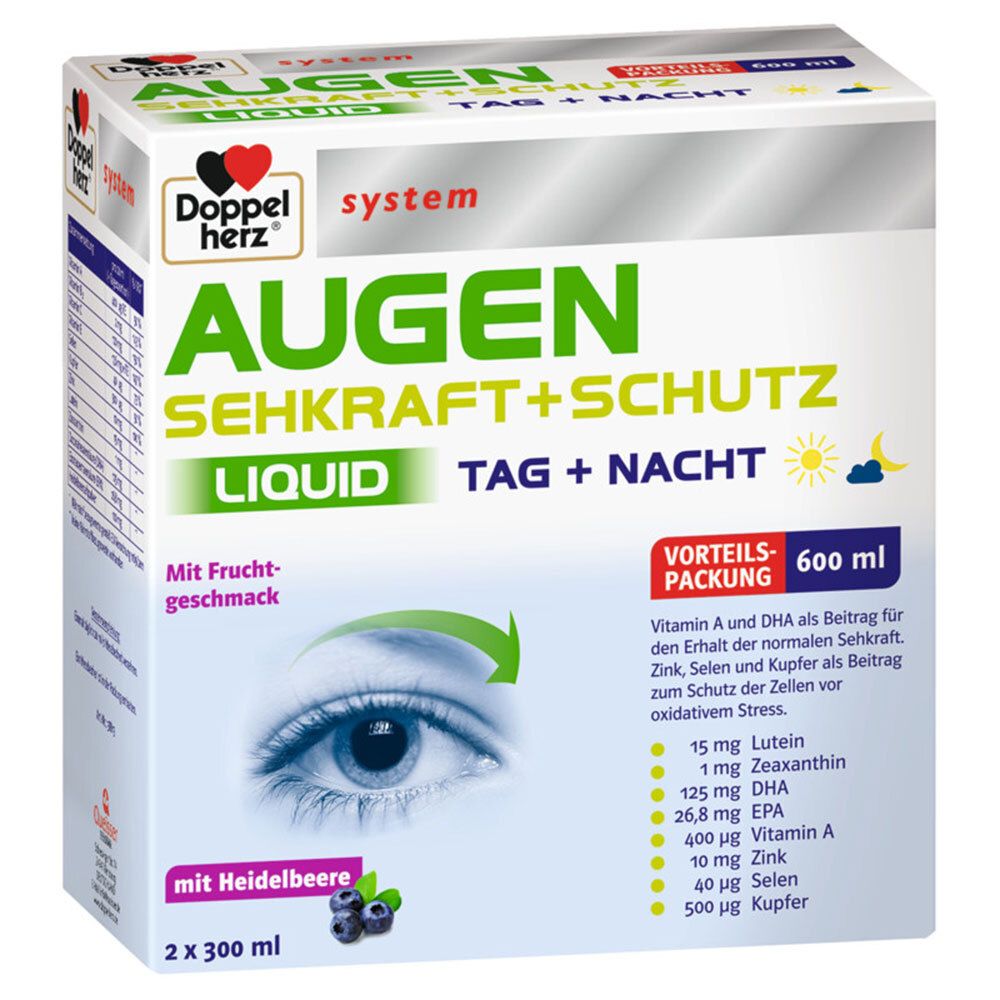 Doppelherz® system Augen Sehkraft+Schutz Liquid TAG + Nacht 2X300 ml Flüssigkeit
