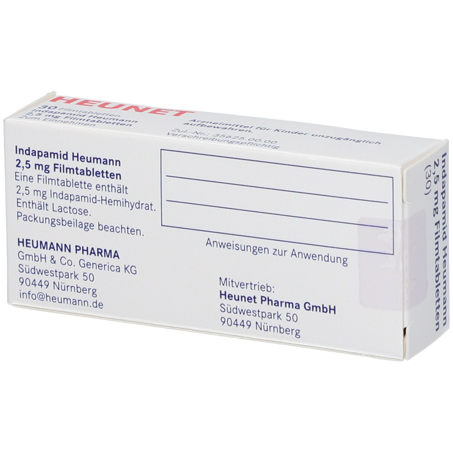 INDAPAMID Heumann 2,5 mg Filmtabletten Heunet