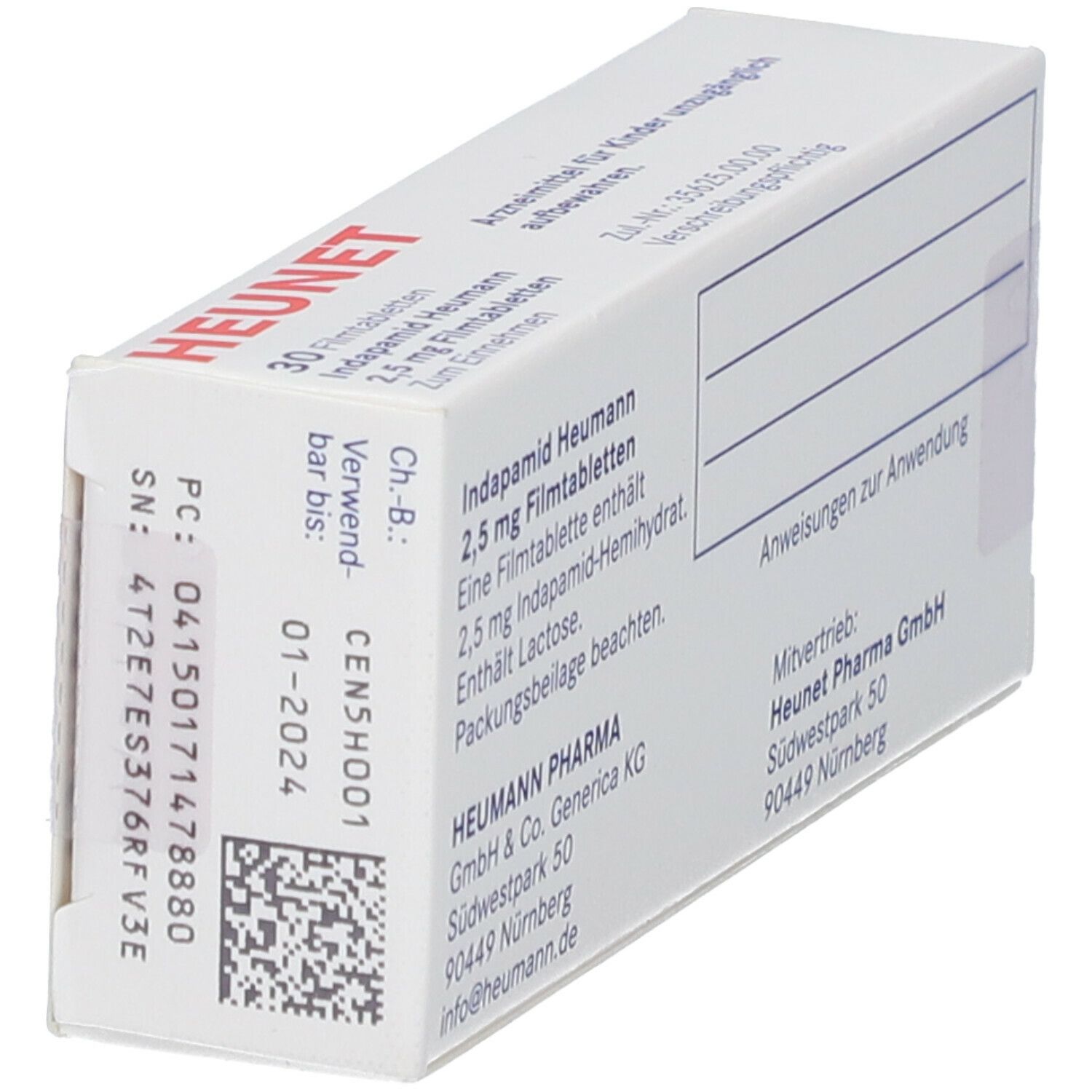 INDAPAMID Heumann 2,5 mg Filmtabletten Heunet