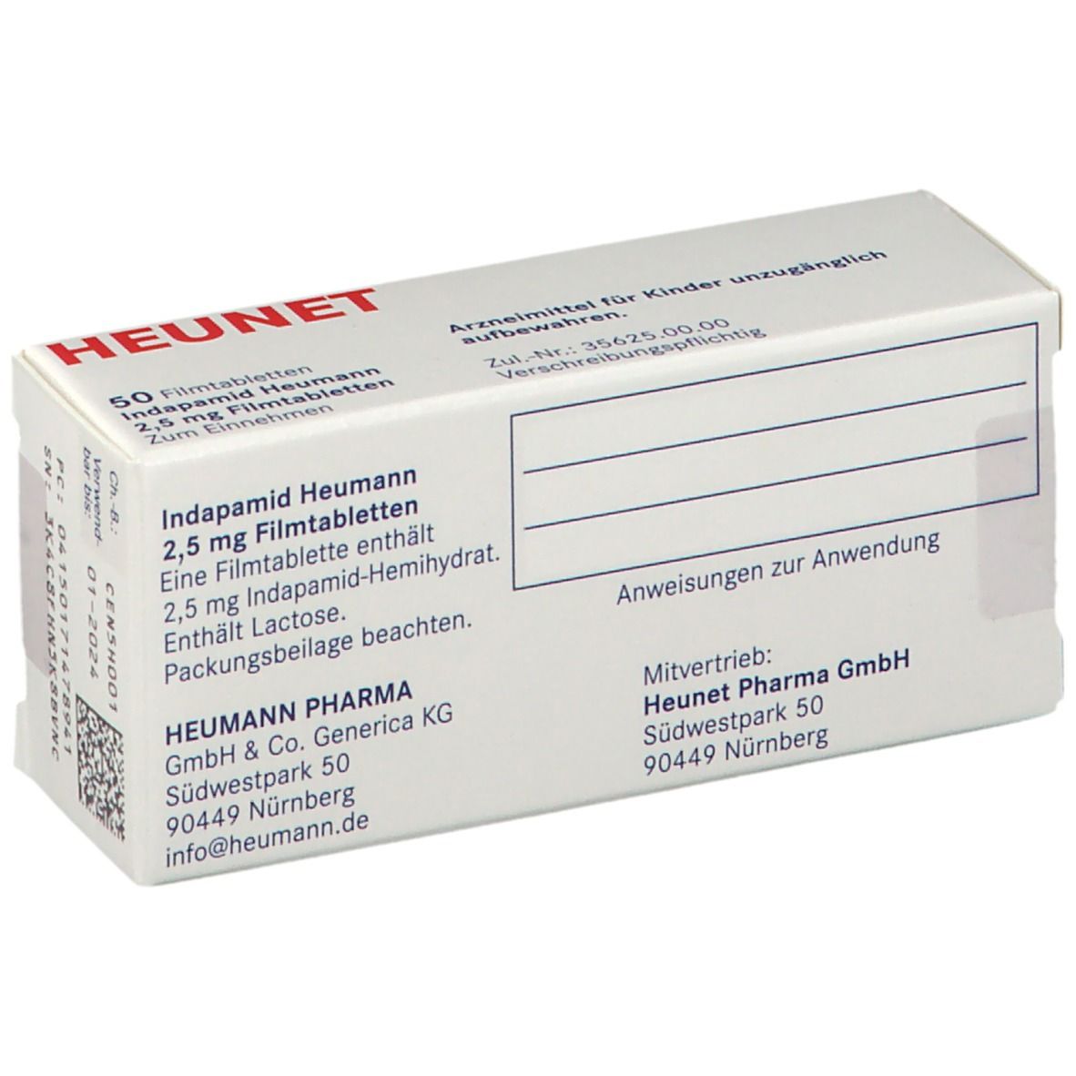 INDAPAMID Heumann 2,5 mg Filmtabletten Heunet