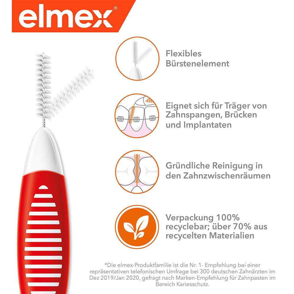 elmex Interdentalbürsten rot, Größe 2, 0,5 mm