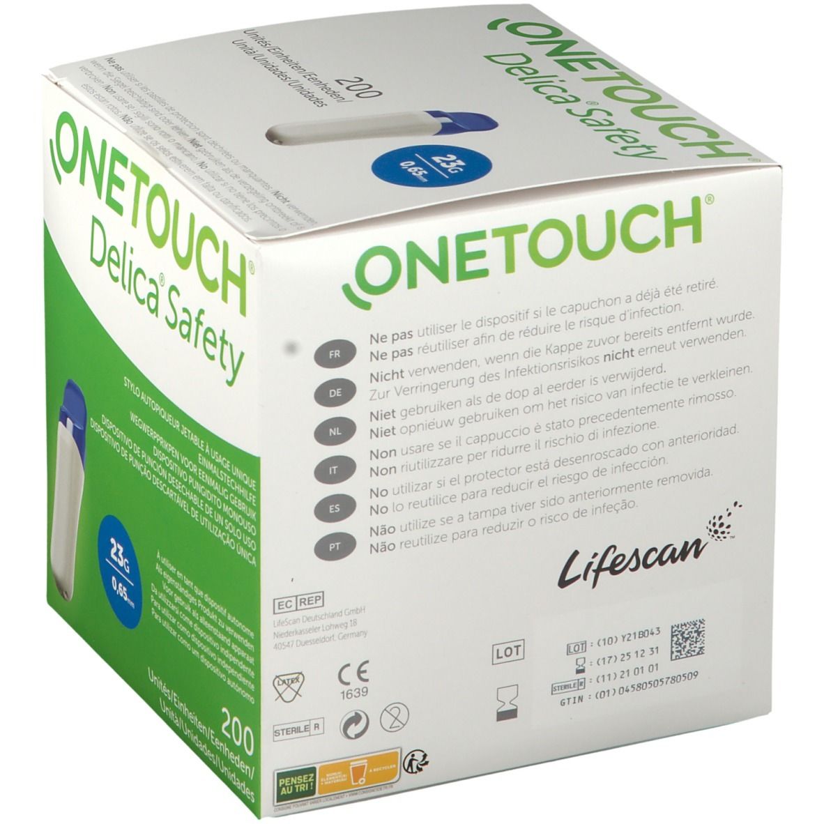 ONE Touch Delica Safety Einmalstechhilfe 23 G 200 St Lanzetten