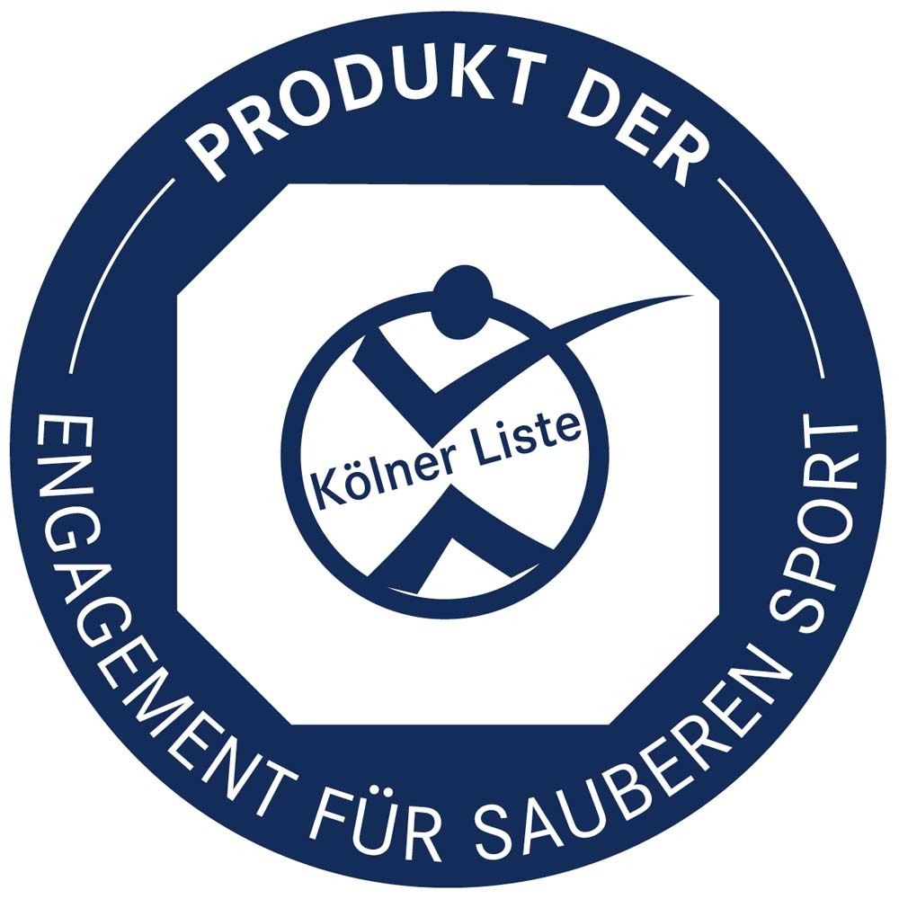 Blaues Logo: Produkt der Kölner Liste. Engagement für sauberen Sport.