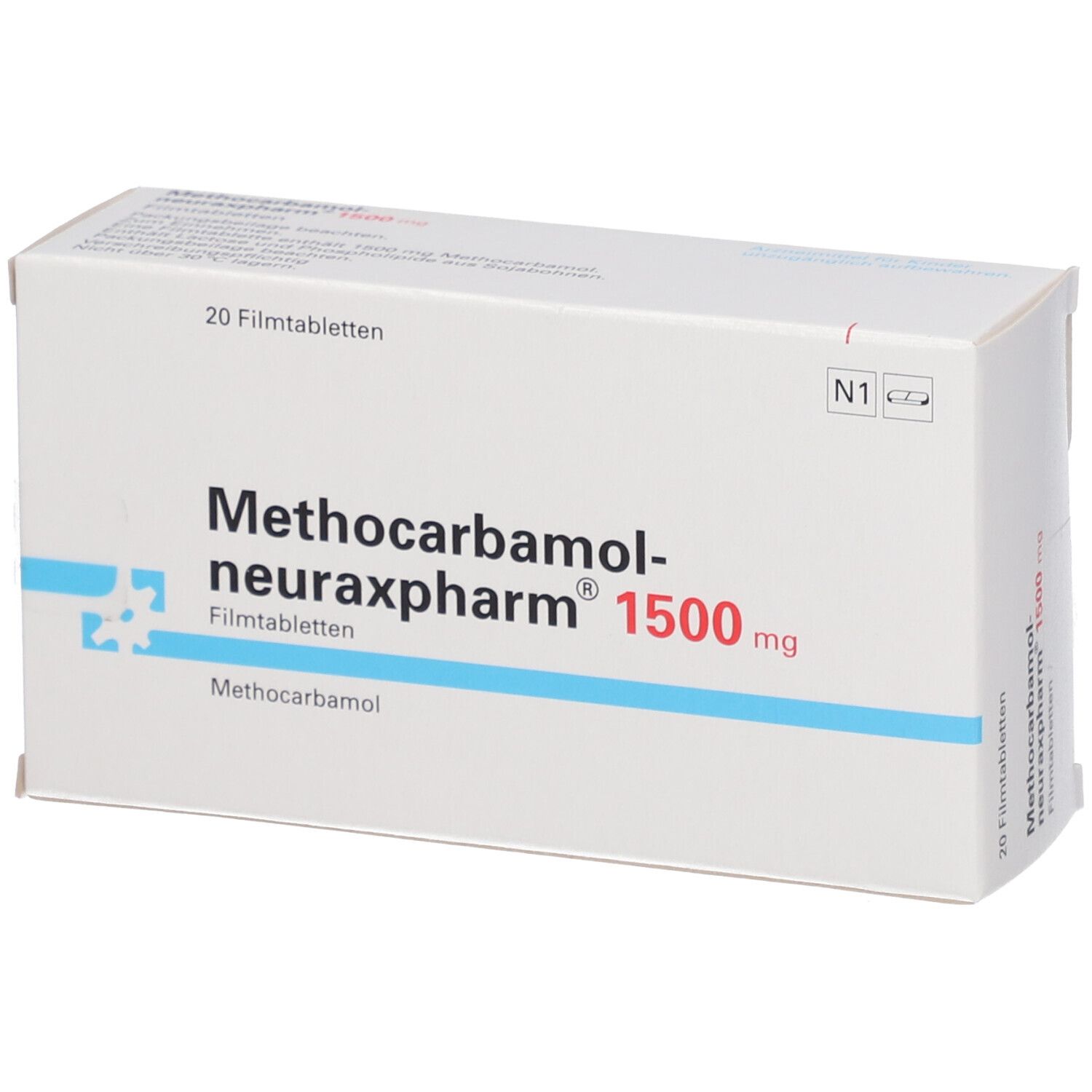 Methocarbamol-neuraxpharm 1500 mg Filmtabletten Schachtel, 20 Stück.