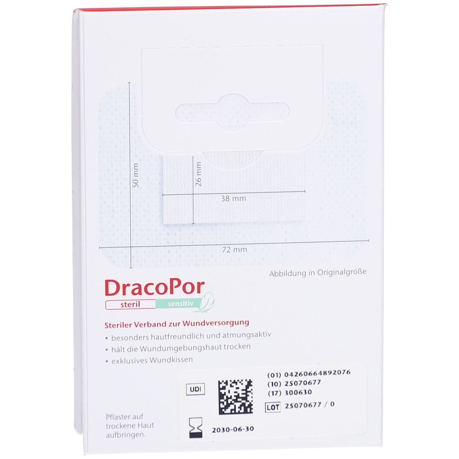 DracoPor® steril sensitiv Wundverband 5 cm x 7,2 cm