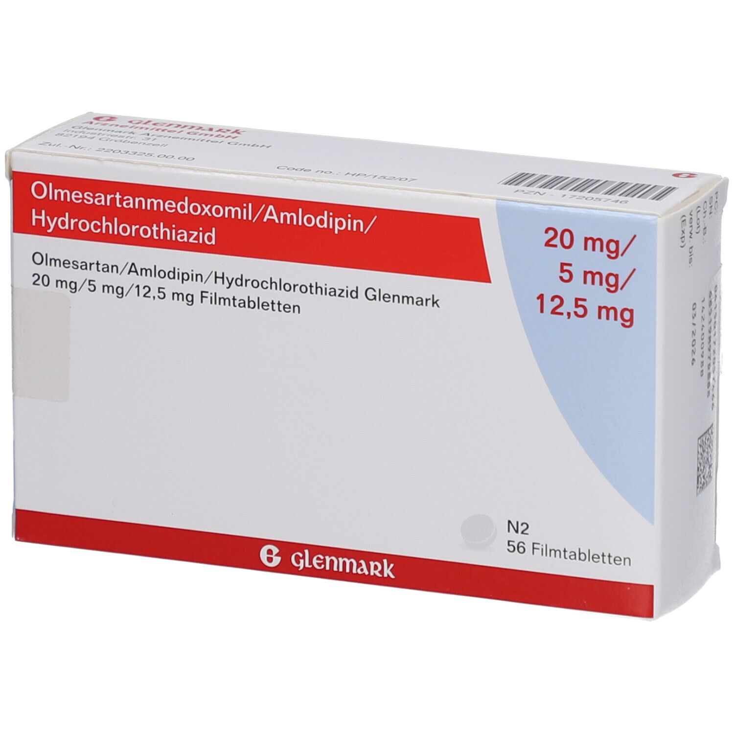 OLMESARTAN/Amlodipin/HCT Glenmark 20/5/12,5mg FTA