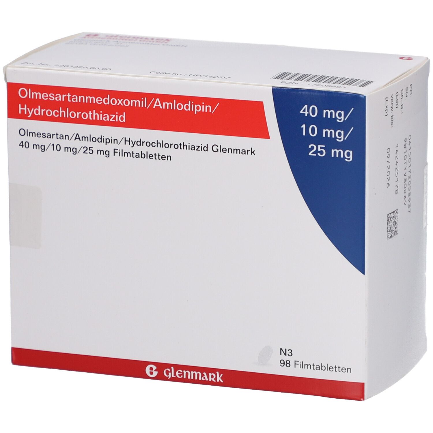 OLMESARTAN/Amlodipin/HCT Glenmark 40/10/25mg FTA