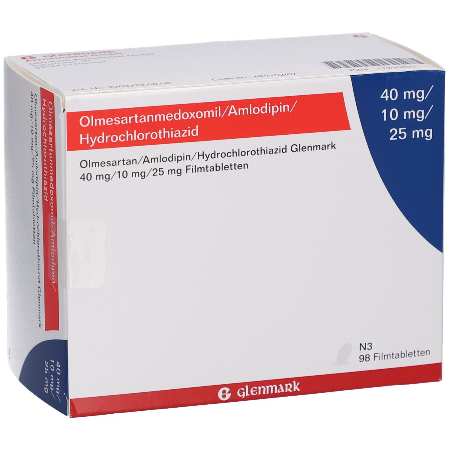 OLMESARTAN/Amlodipin/HCT Glenmark 40/10/25mg FTA